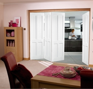 Roomfold London Smooth (panelled) White Internal Folding Sliding Doors